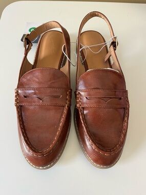 Universal Thread Brown Leather Slingback Loafers